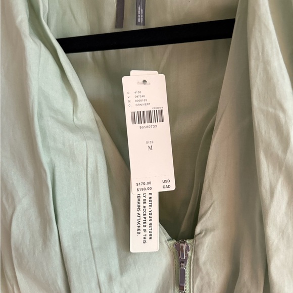 Anthropologie Spring Green Tommie Zip Up Shirred Waist Midi Dress Medium NWT - Picture 5 of 6